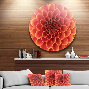 Brown Flower with Dense Petals - Floral Round Metal Wall Art